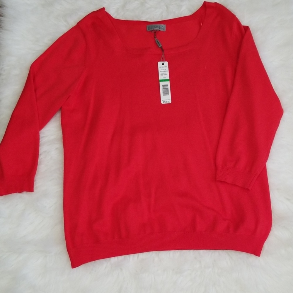 Joseph A. Red square neckline top. Size L